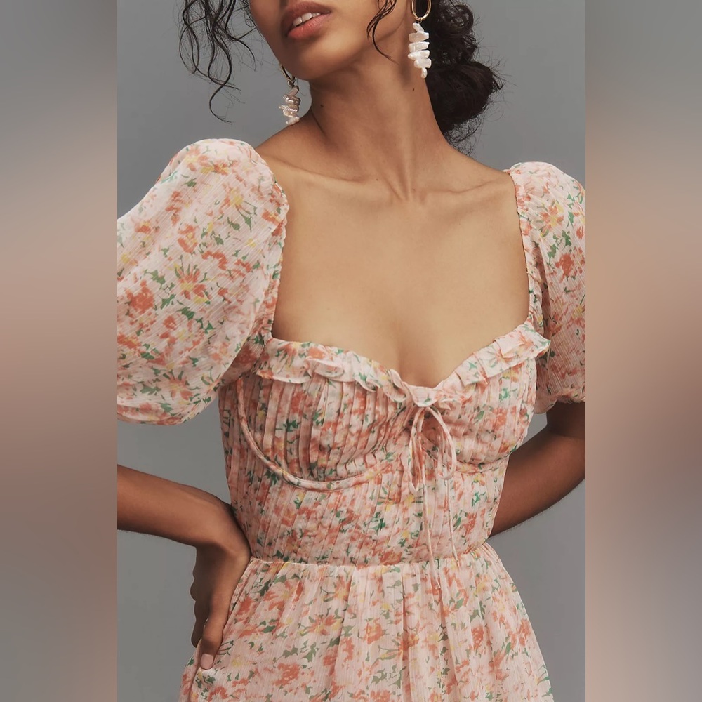 New Anthropologie ASTR The Label Lunaria Pleated Floral Midi Dress - Picture 2 of 9